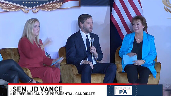 JD Vance speaks at ‘Moms for America’ town hall in Pennsylvania