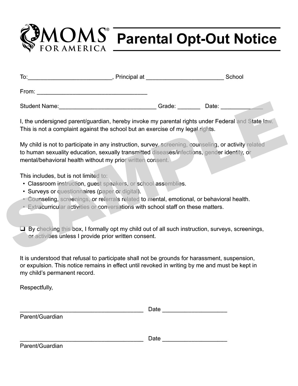 MFA-Parental-Opt-Out-Notice-Form Moms for America Opt Out Form for your kids from mandatory mental health screening